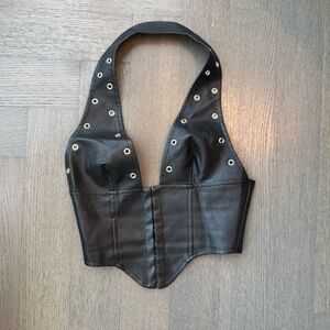 Princess Polly Black Crop Top with Silver Accents